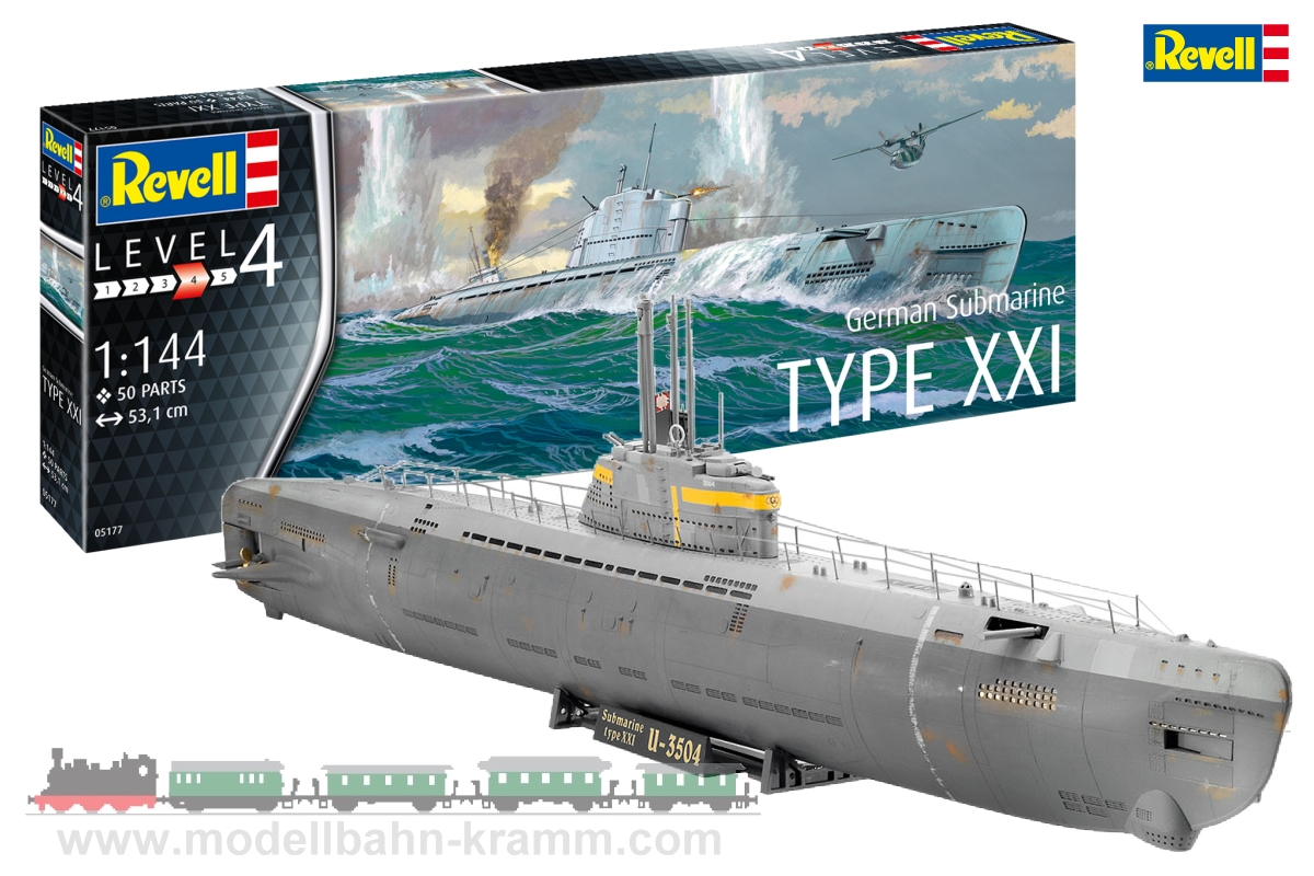 Revell 05177, EAN 4009803051772: 1:144 German Submarine Type XXI