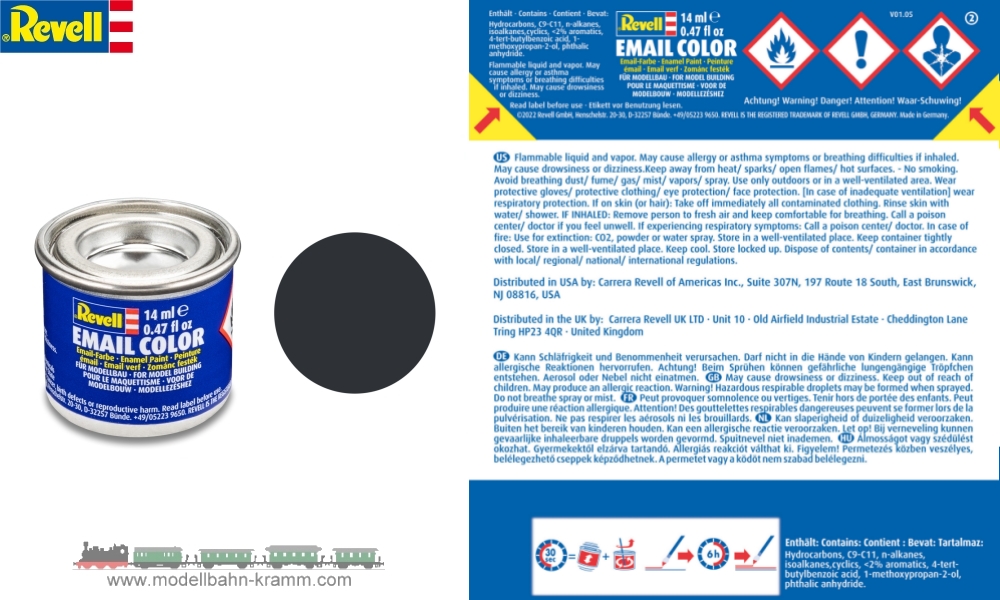 Revell 32109, EAN 42022695: Anthrazit RAL 7021, matt deckend, Farbdose 14 ml