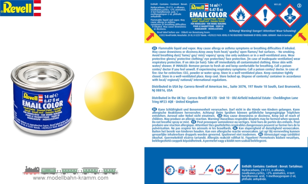 Revell 32112, EAN 42022725: Gelb RAL 1018, glänzend deckend, Farbdose 14 ml