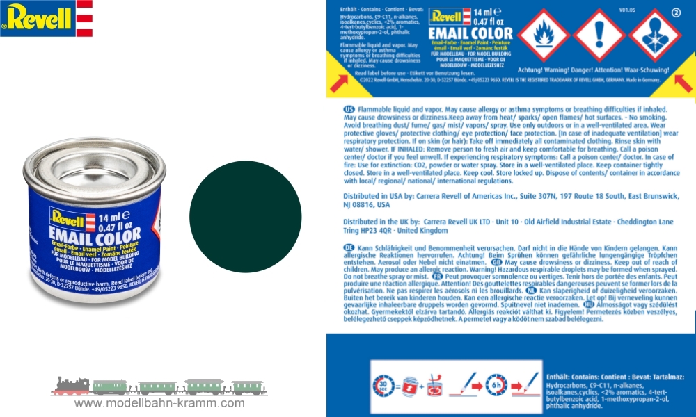Revell 32140, EAN 42027560: Schwarzgrün, matt deckend, Farbdose 14 ml