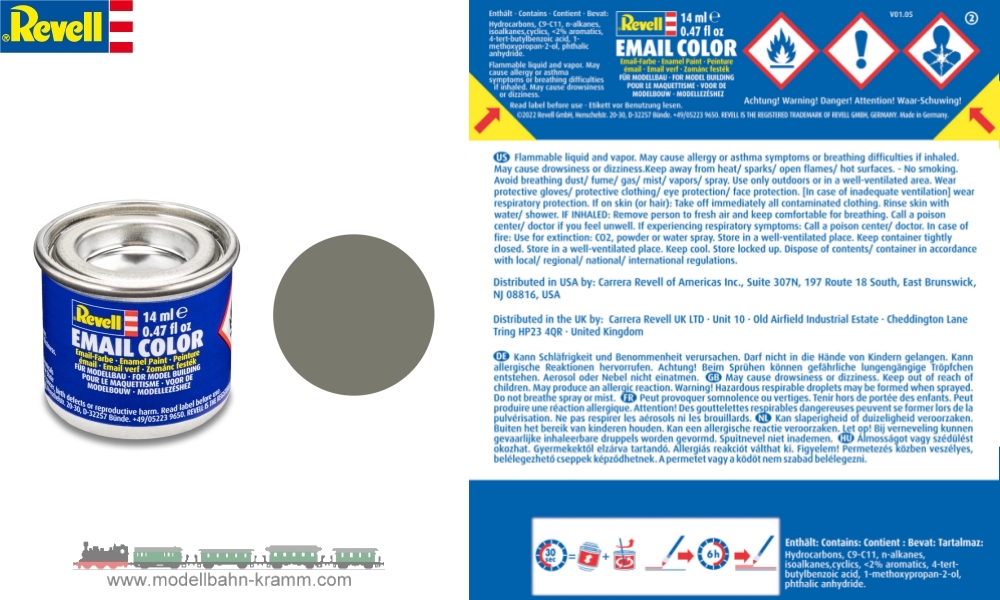 Revell 32145, EAN 42022831: Hell-Oliv RAL 7003, matt deckend, Farbdose 14 ml