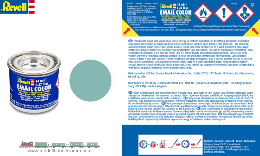 Revell 32149, EAN 42027553: Hellblau, matt deckend, Farbdose 14 ml