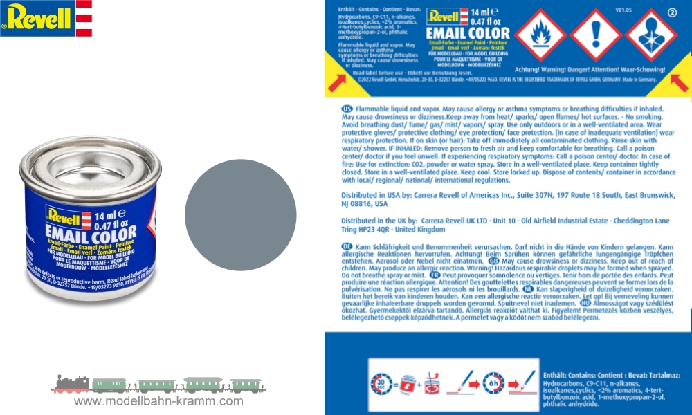 Revell 32157, EAN 42022930: Grau RAL 7000, matt deckend, Farbdose 14 ml
