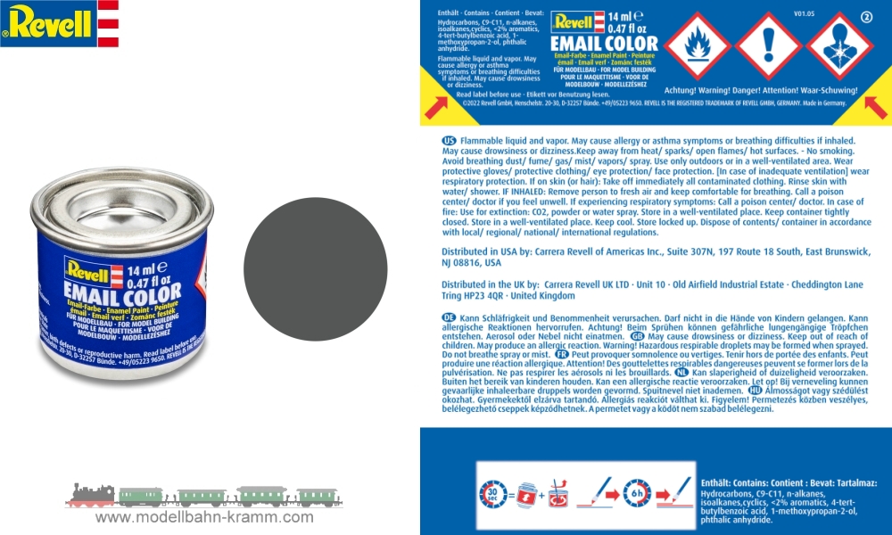 Revell 32166, EAN 42022978: Olivgrau RAL 7010, matt deckend, Farbdose 14 ml