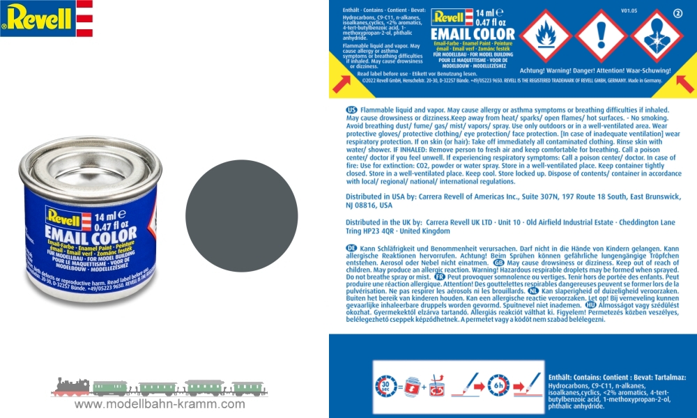 Revell 32177, EAN 42023036: Staubgrau RAL 7012, matt deckend, Farbdose 14 ml