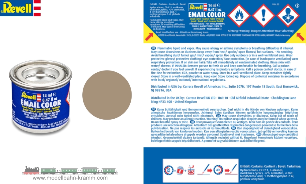 Revell 32189, EAN 42023128: Beige RAL 1019, matt deckend, Farbdose 14 ml