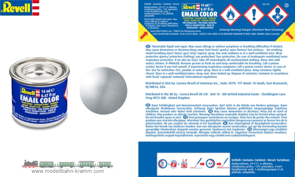 Revell 32190, EAN 42023135: Silber, metallic deckend, Farbdose 14 ml