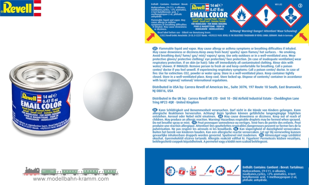 Revell 32301, EAN 42023234: Weiß RAL 9010, seidenmatt deckend, Farbdose 14 ml