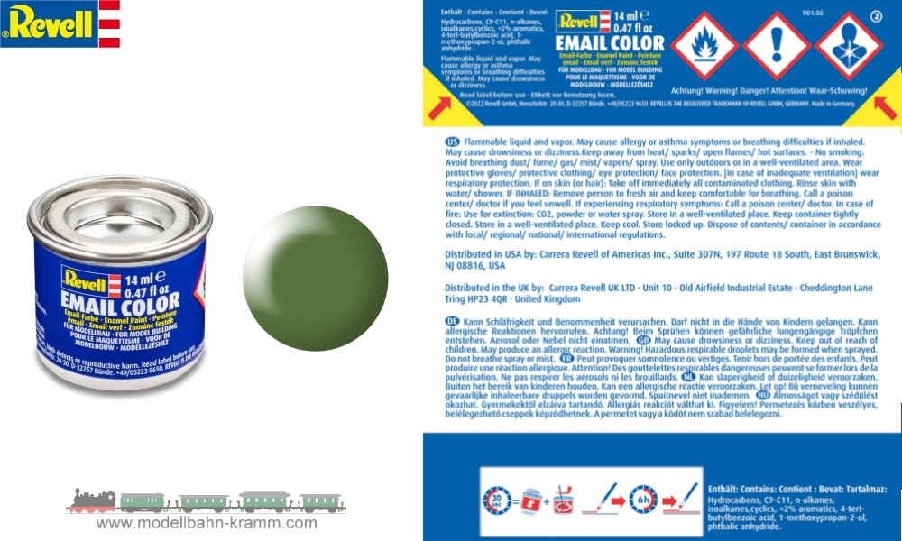 Revell 32360, EAN 42023340: Farngrün RAL 6025, seidenmatt deckend, Farbdose 14 ml
