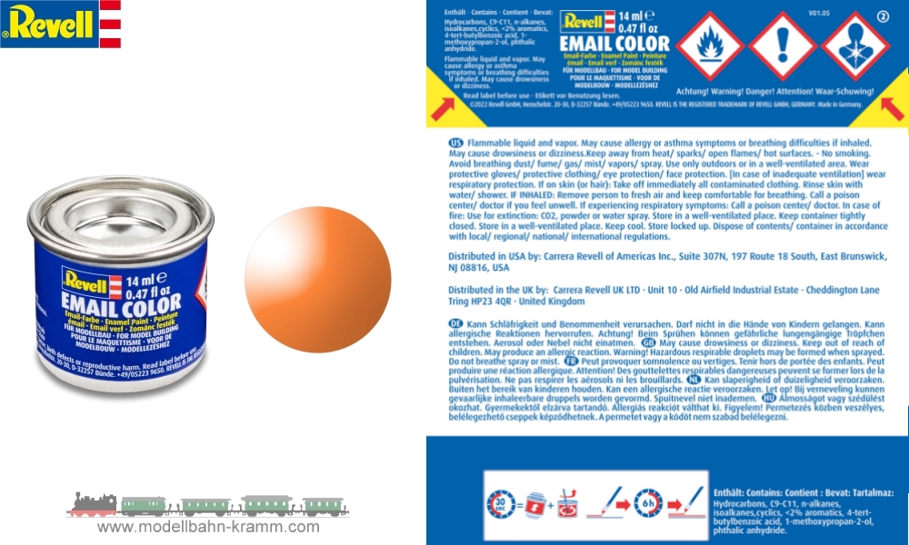 Revell 32730, EAN 42021858: Orange, klar, Farbdose 14 ml