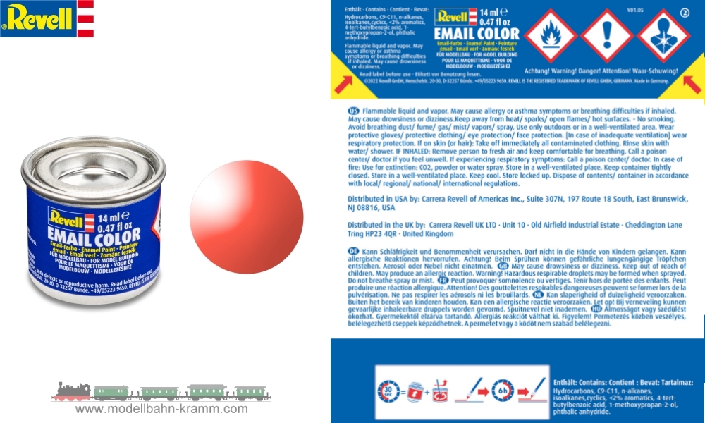 Revell 32731, EAN 42021865: Rot, klar, Farbdose 14 ml