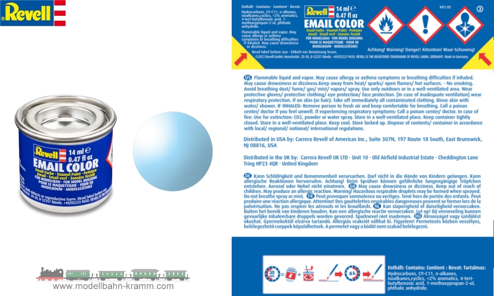 Revell 32752, EAN 42082460: Blau, klar, Farbdose 14 ml