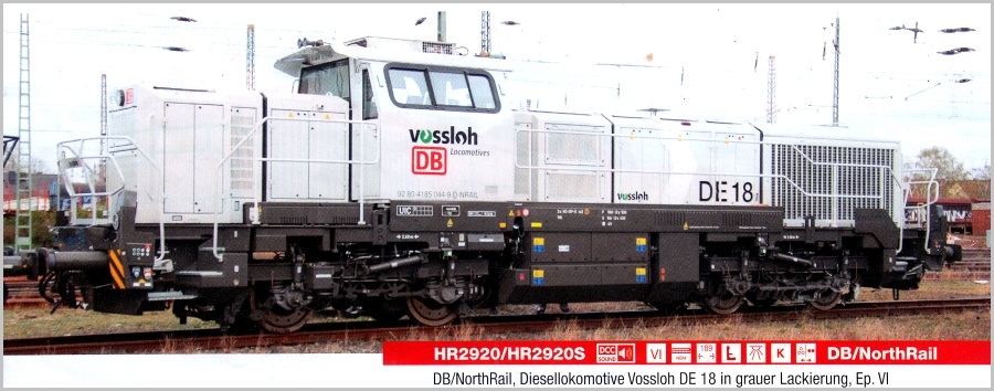 Rivarossi 2920S, EAN 5063129017873: H0 Sound Diesellok Vossloh DE 18 DB/NorthRail