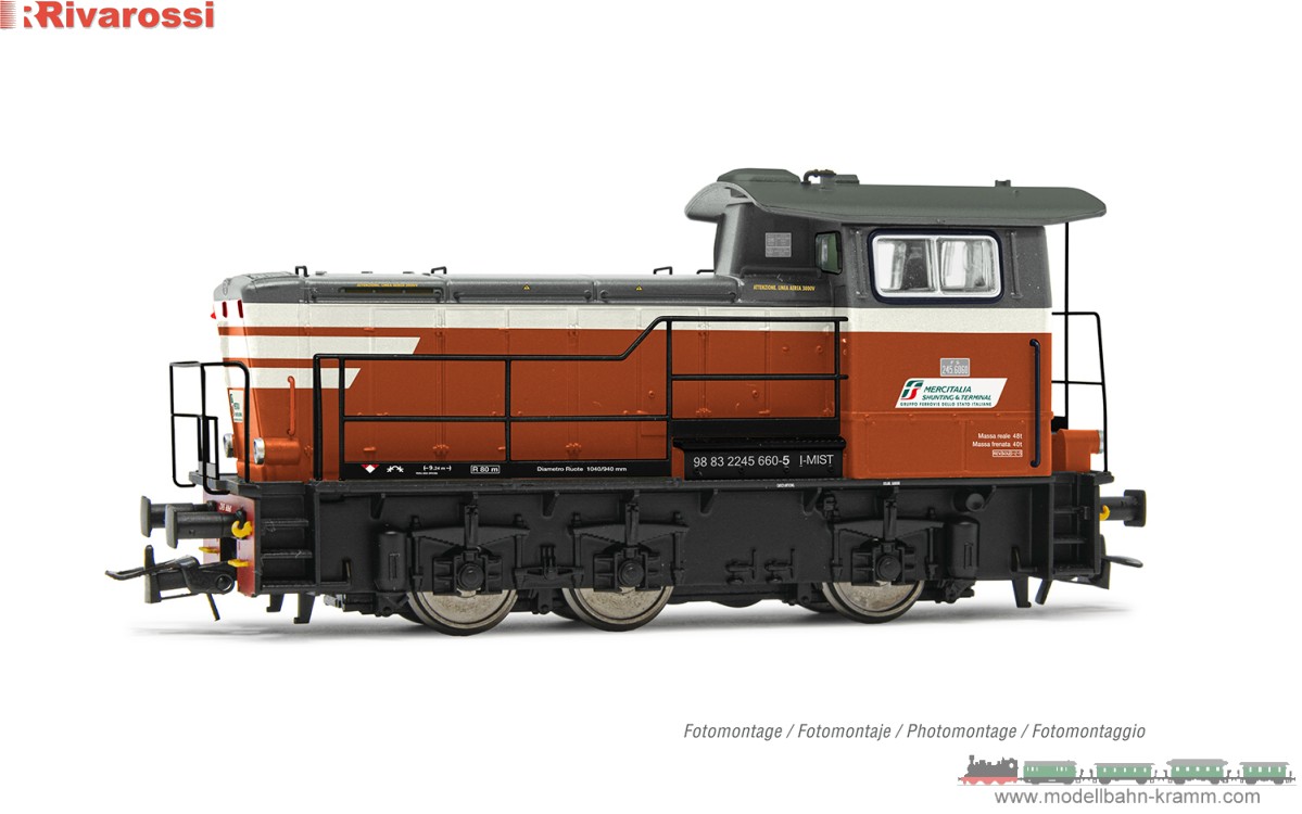 Rivarossi 2932, EAN 5063129011253: H0 DC analog Diesel-Rangierlokomotive Rh. 245 Mercitalia Shunting & Terminal