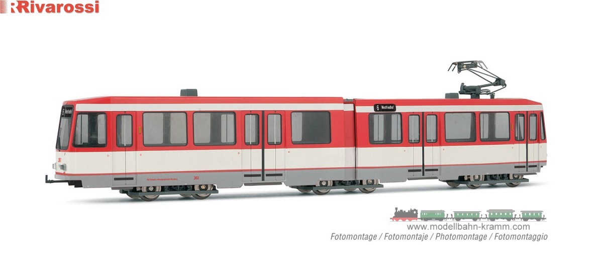 Rivarossi 2945HM, EAN 5063129018184: H0 DC digital Straßenbahn Typ M6 Nürnberg