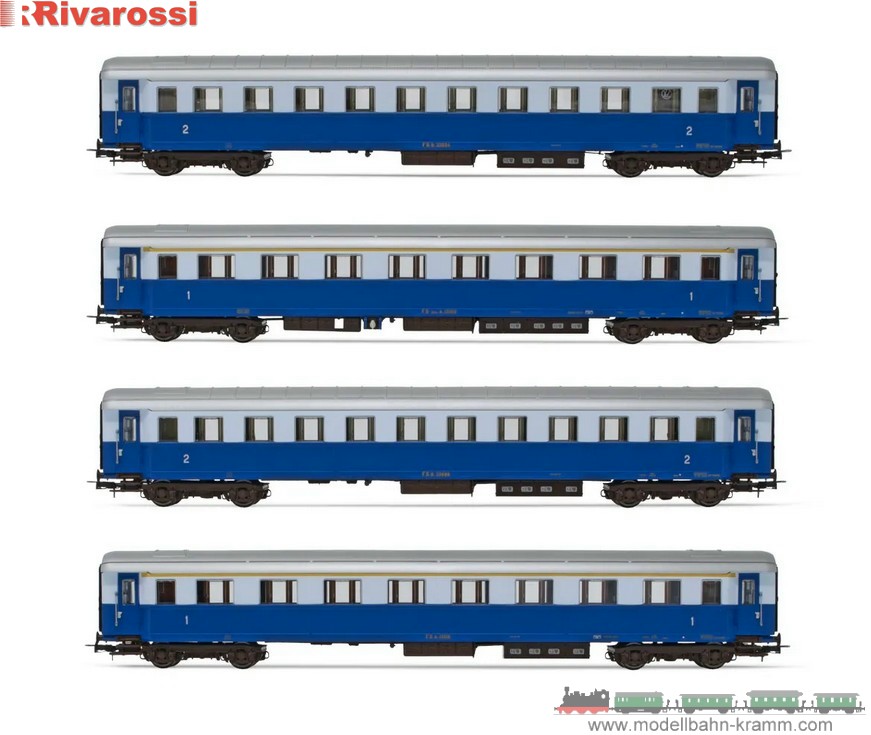 Rivarossi 4324, EAN 5055286685606: H0 DC Set Reisezugwagen Treno Azzurro 4-teilig
