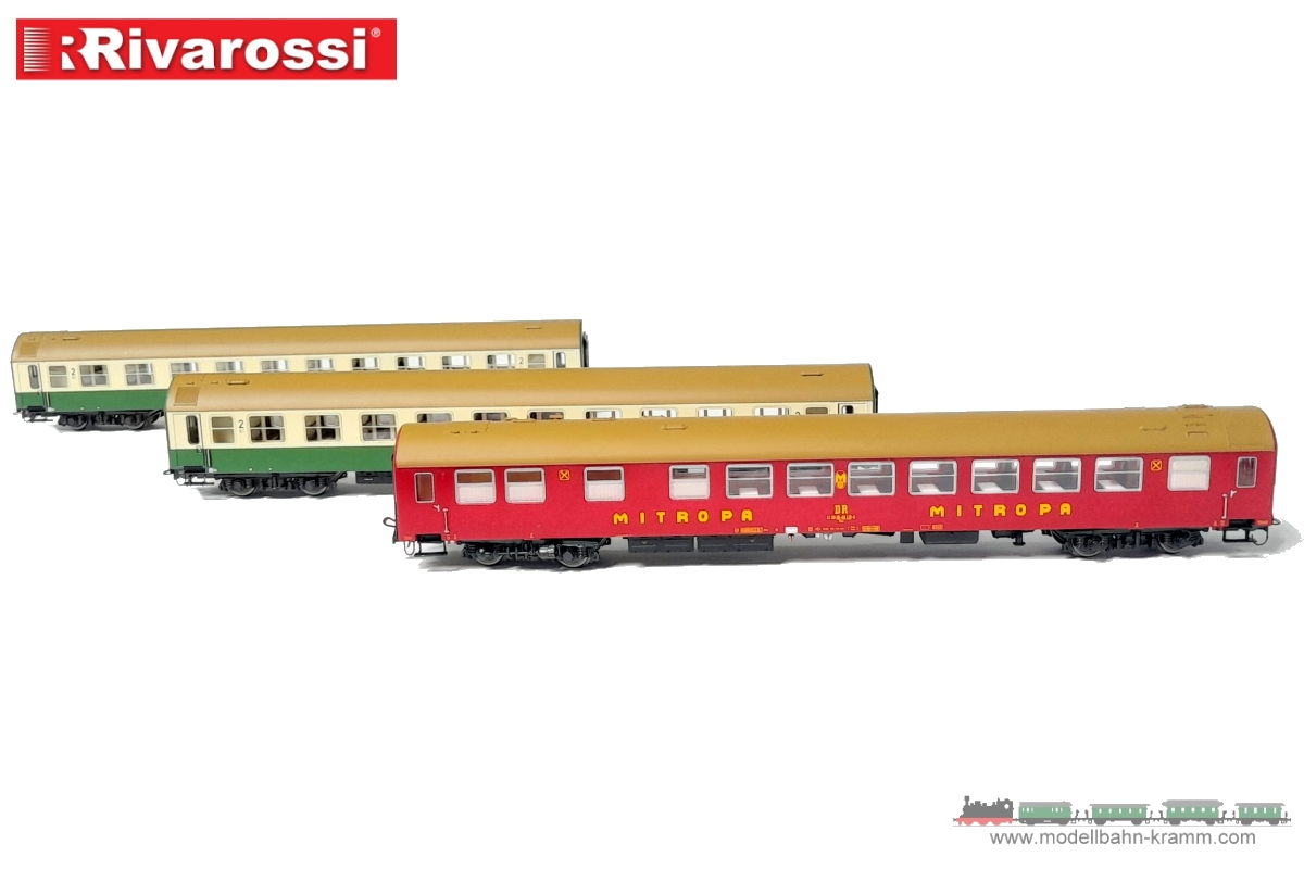 Rivarossi 4345, EAN 5055286702785: H0 DC 3-tlg. Set Reisezugwagen DR
