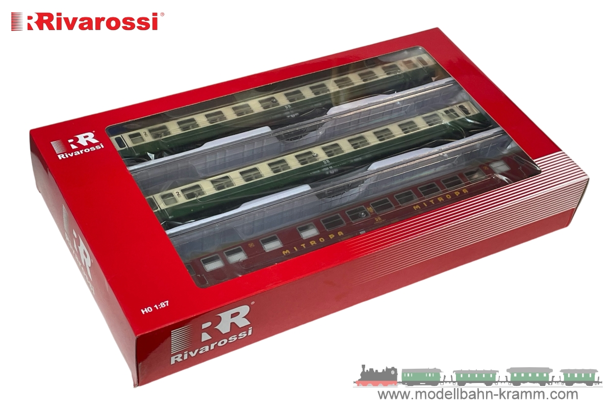 Rivarossi 4345, EAN 5055286702785: H0 DC 3-tlg. Set Reisezugwagen DR