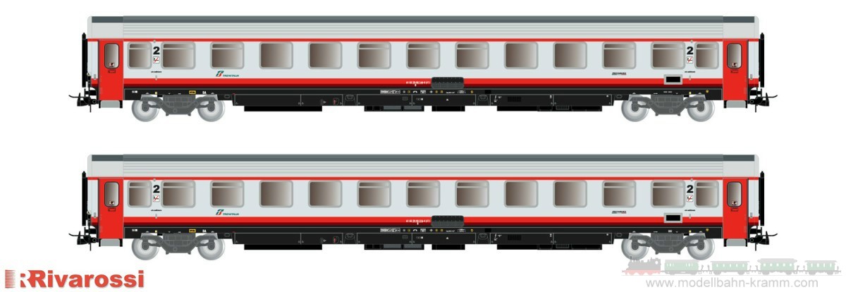Rivarossi 4355, EAN 5055286700286: H0 DC 2-tlg. Set 2. Klasse Reisezugwagen FS