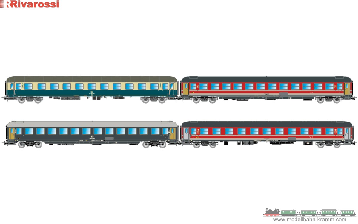Rivarossi 4375, EAN 5063129018450: H0 4tlg. Italien-Holland-Express Reisezugwagen V