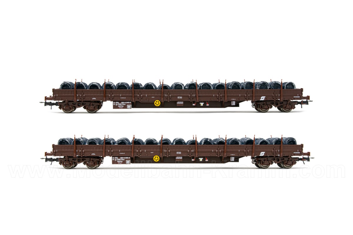 H0 DC Set Flachwagen 2-teiig der ÖBB