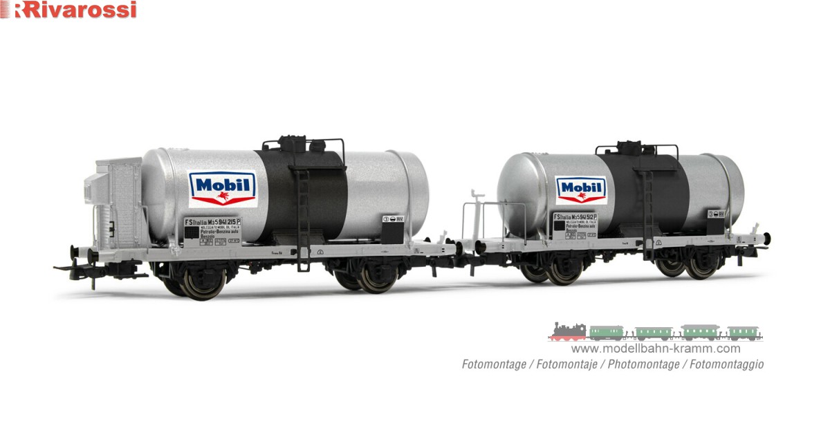 H0 DC 2er Set 2-achsige Kesselwagen Mobil FS