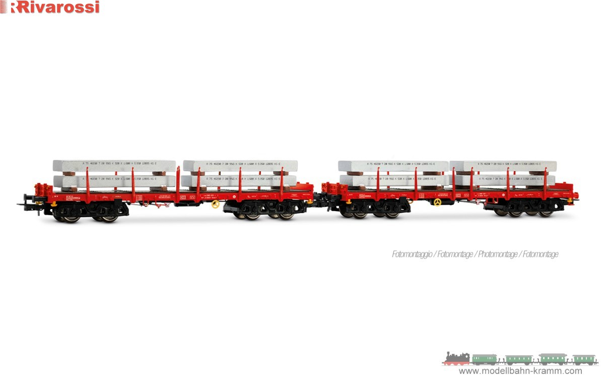H0 DC 2-tlg. Set: Rungenwagen Rmms DB AG