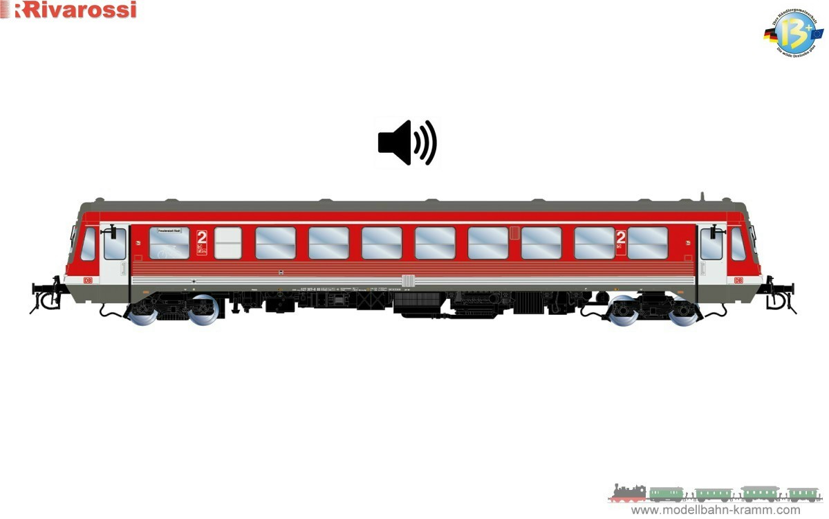 Rivarossi HR9001ACS, EAN 2000075961143: H0 AC Sound Dieseltriebwagen Baureihe 627.0 rot DB AG