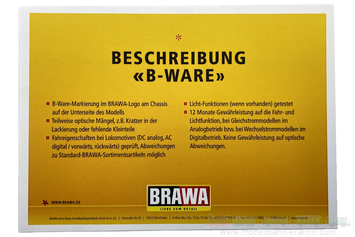 Brawa 40709B, EAN 2000075311269: H0 AC digital Dampflok G7.1 DB, Achtung super günstige B-Ware aus dem Brawa Werk, bitte lesen Sie unsere ausführliche Beschreibung.
