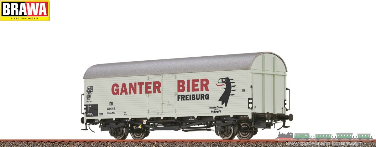 Brawa 47639, EAN 4012278476391: H0 DC Kühlwagen Tnfs 38 Ganter Bier DB