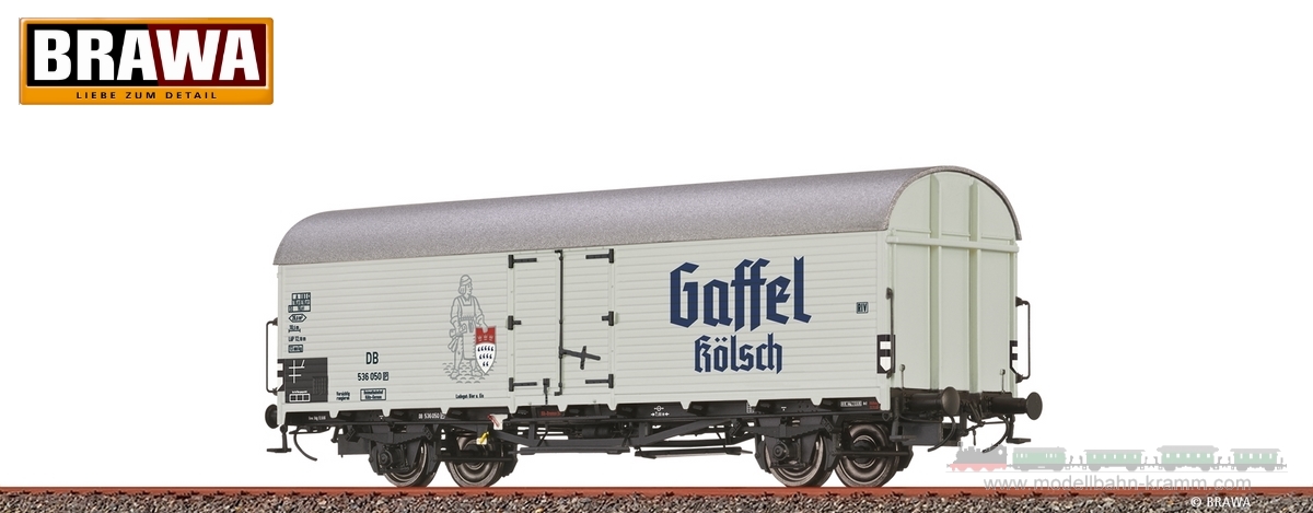 Brawa 47642, EAN 4012278476421: H0 DC Kühlwagen Tnfhs38 Gaffel Kölsch DB