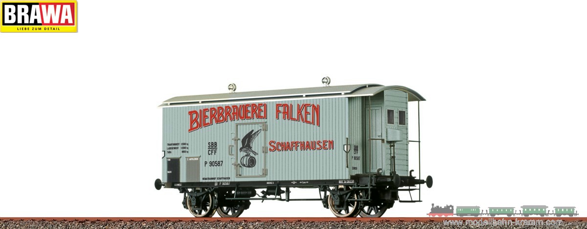 Brawa 47890AC, EAN 2000075338556: H0 AC Gedeckter Güterwagen P Bierbrauerei Falken Schaffhausen SBB