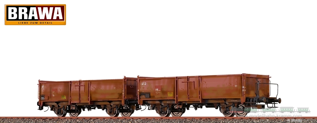 Brawa 48640, EAN 4012278486406: H0 Open Freight Cars E037 SBB, with turnip, weathered, set of 2