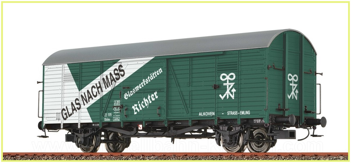 Brawa 48748, EAN 4012278487489: Covered freight car Gkklms Glaswerke of the ÖBB