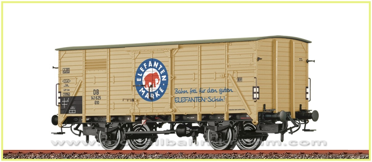 Brawa 49818, EAN 4012278498188: H0 DC Gedeckter Güterwagen G10 ELEFANTEN SCHUHE der DB