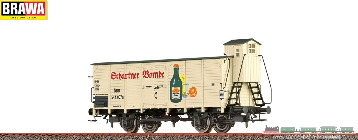 Brawa 49831, EAN 4012278498317: H0 DC Gedeckter Güterwagen [P] Wagen ÖBB Schartner Bombe