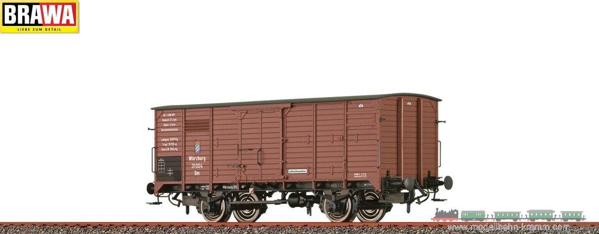 Brawa 49869, EAN 4012278498690: H0 DC Gedeckter Güterwagen Gm K.Bay.Sts.B.