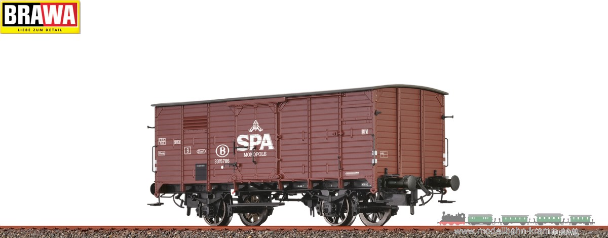 Brawa 49886, EAN 4012278498867: H0 Freight Car SNCB, Epoch III, SPA Monopole