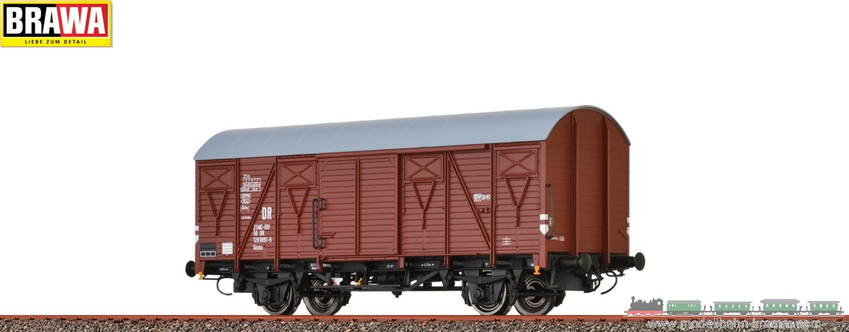 Brawa 50107, EAN 4012278501079: H0 DC Gedeckter Güterwagen Gmms 14.02 MC RIV der DR