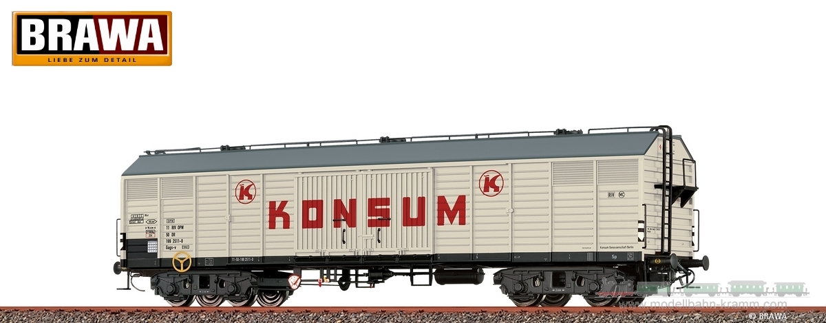 Brawa 50412, EAN 4012278504124: H0 Gedeckter Güterwagen Gags-v Konsum DR