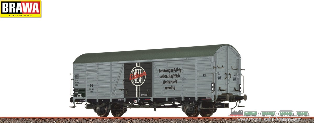 Brawa 50485, EAN 4012278504858: H0 Gedeckter Güterwagen Glr 23 DB, Epoche III, Eicher