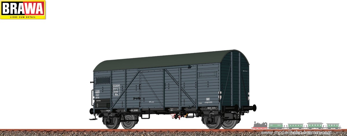Brawa 50734, EAN 4012278507347: H0 Gedeckter Güterwagen KKus EUROP CFL, Epoche III