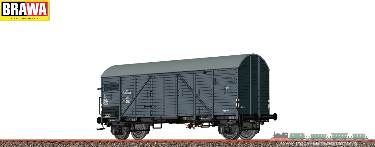 Brawa 50735, EAN 4012278507354: H0 Gedeckter Güterwagen Gmhs BBÖ, Epoche III