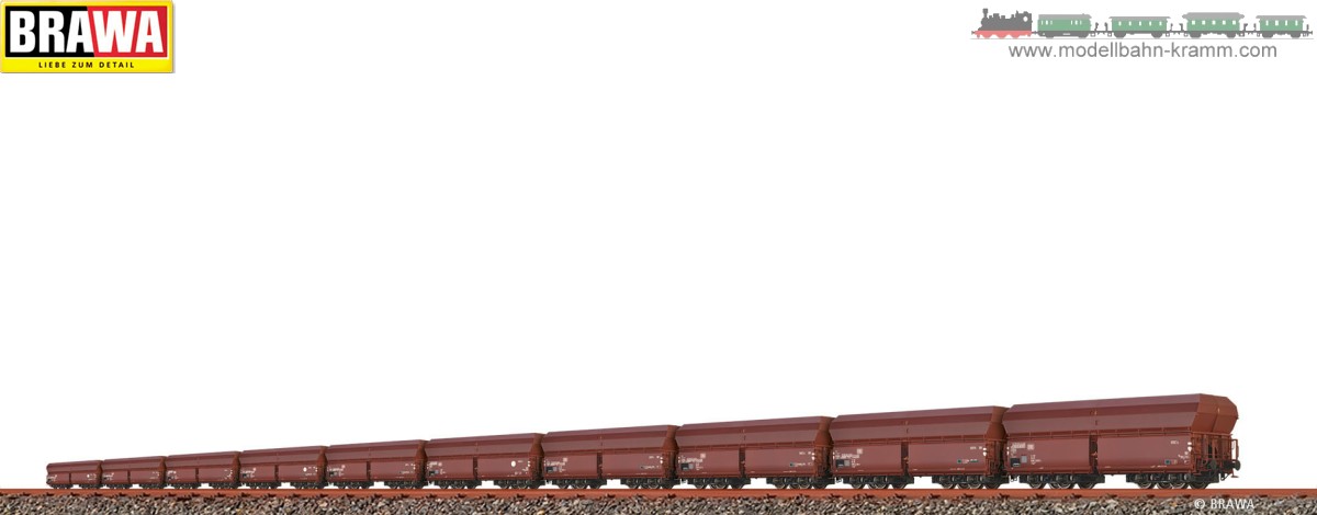 Brawa 50842, EAN 4012278508429: H0 Set (10er) Offener Güterwagen Fads DB, Epoche IV, AC