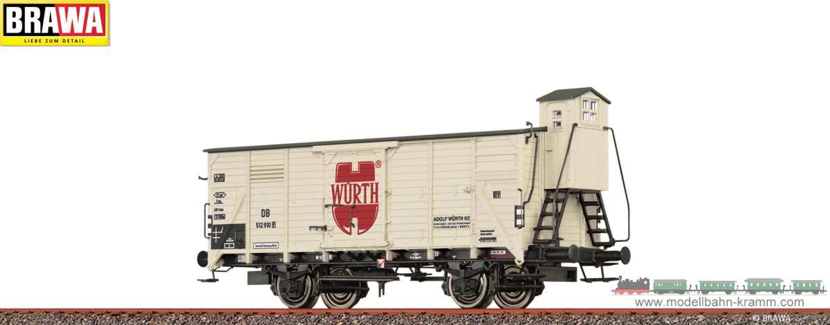 Brawa 50954AC, EAN 2000075616081: H0 AC Gedeckter Güterwagen G10 Würth DB