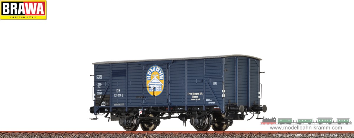 Brawa 50961AC, EAN 2000075616142: H0 AC Gedeckter Güterwagen G10 Fritz Homann DB