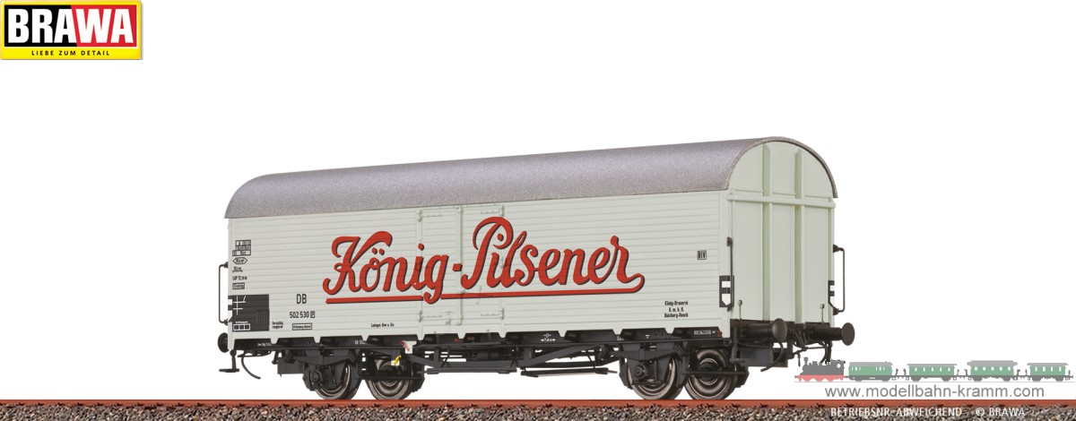 Brawa 50982AC, EAN 2000075616272: H0 AC Gedeckter Güterwagen Ibdlps383 König Pilsener DB