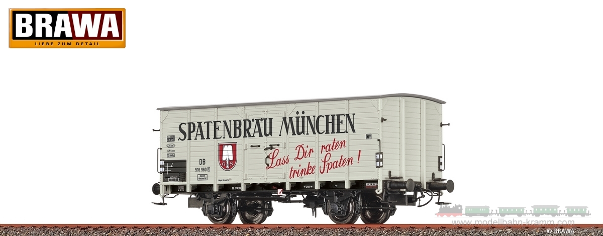 Brawa 50987, EAN 4012278509877: H0 Covered Freight Car G10 Spatenbräu München DB