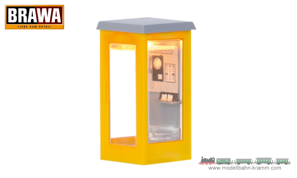Brawa 5441, EAN 4012278054414: H0 beleuchtete Telefonzelle eckig der DBP