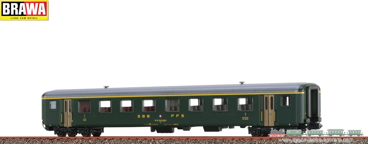 Brawa 65238, EAN 4012278652382: N Passenger Coach A EWII SBB, Epoch III